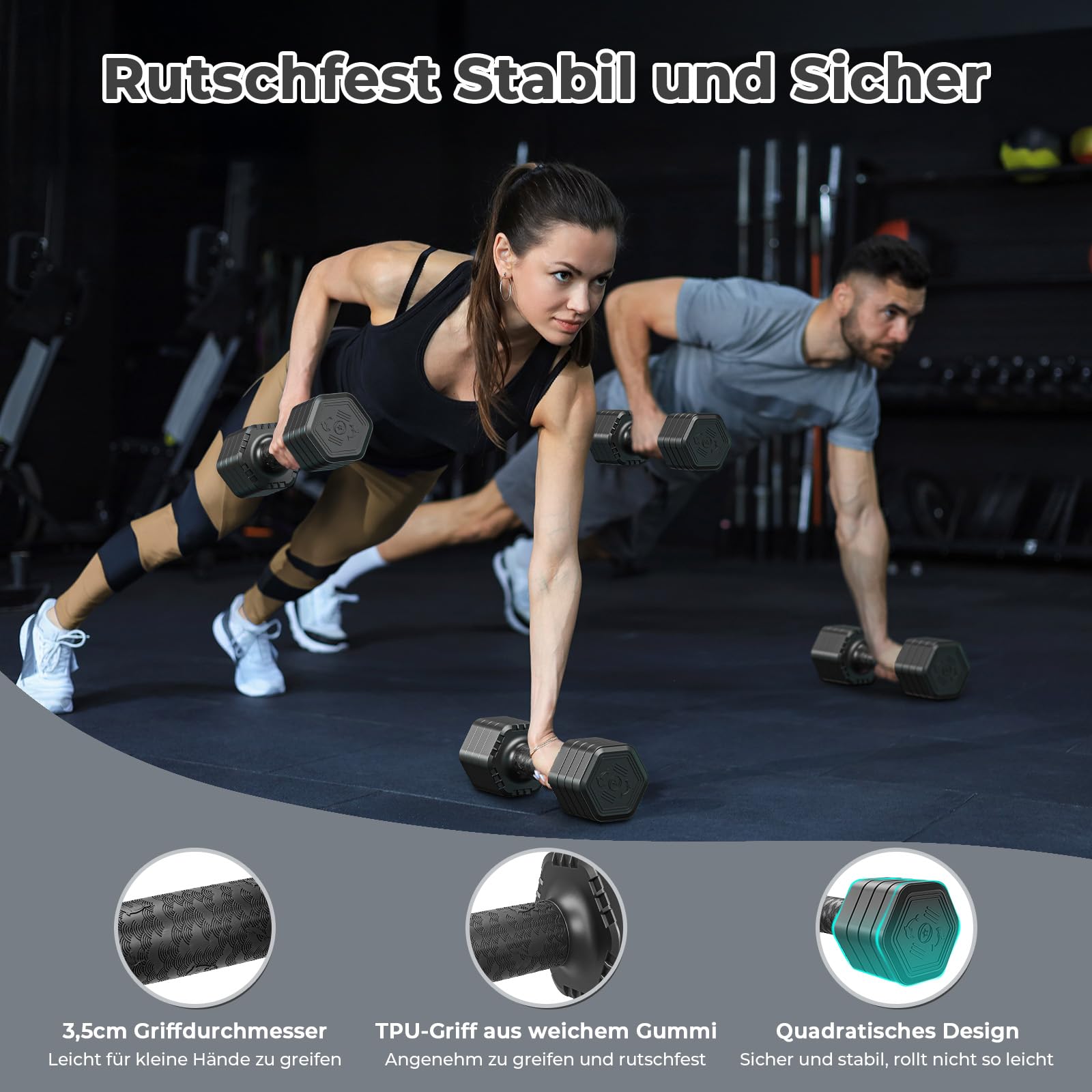 Dripex Hanteln Set 2,5kgx2 und 5kgx2 oder 7,5kgx2, Verstellbare 6 Hantelplatten mit Einem Gewicht von 0,25 kg oder 0,5 kg oder 0,75 kg für Frauen und Männer für Home Gym
