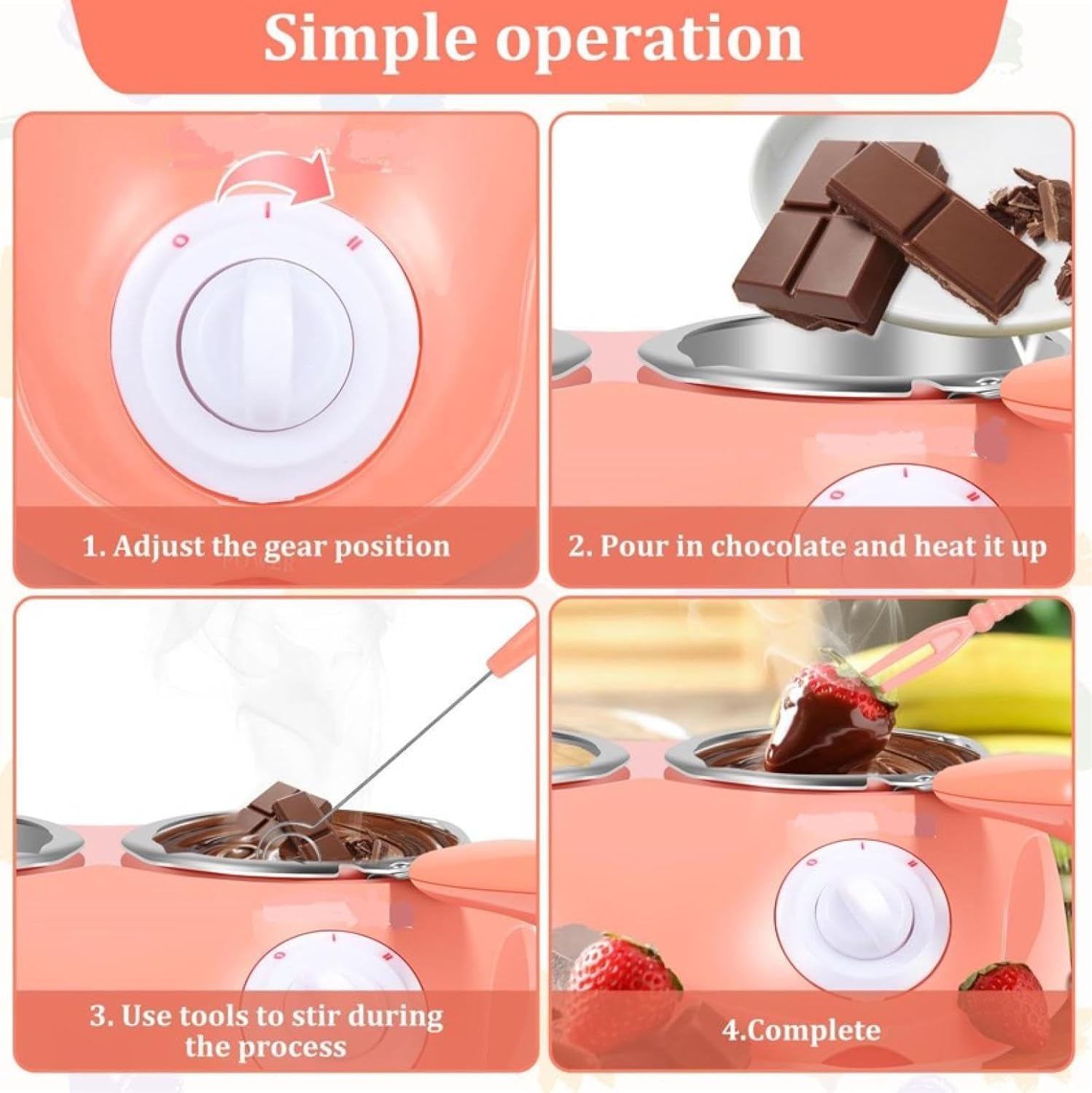 Generico Macchina per Cioccolato Caldo, Pentola per Sciogliere Cioccolato 250/500G con Controllo di Temperatura 45℃/70℃, Doppia Pentola per Fare Cioccolato