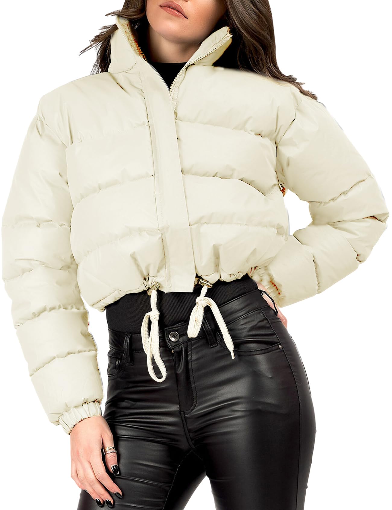Gihuo Women' s Cropped Quilted Puffer Jacket Outerwear Coats