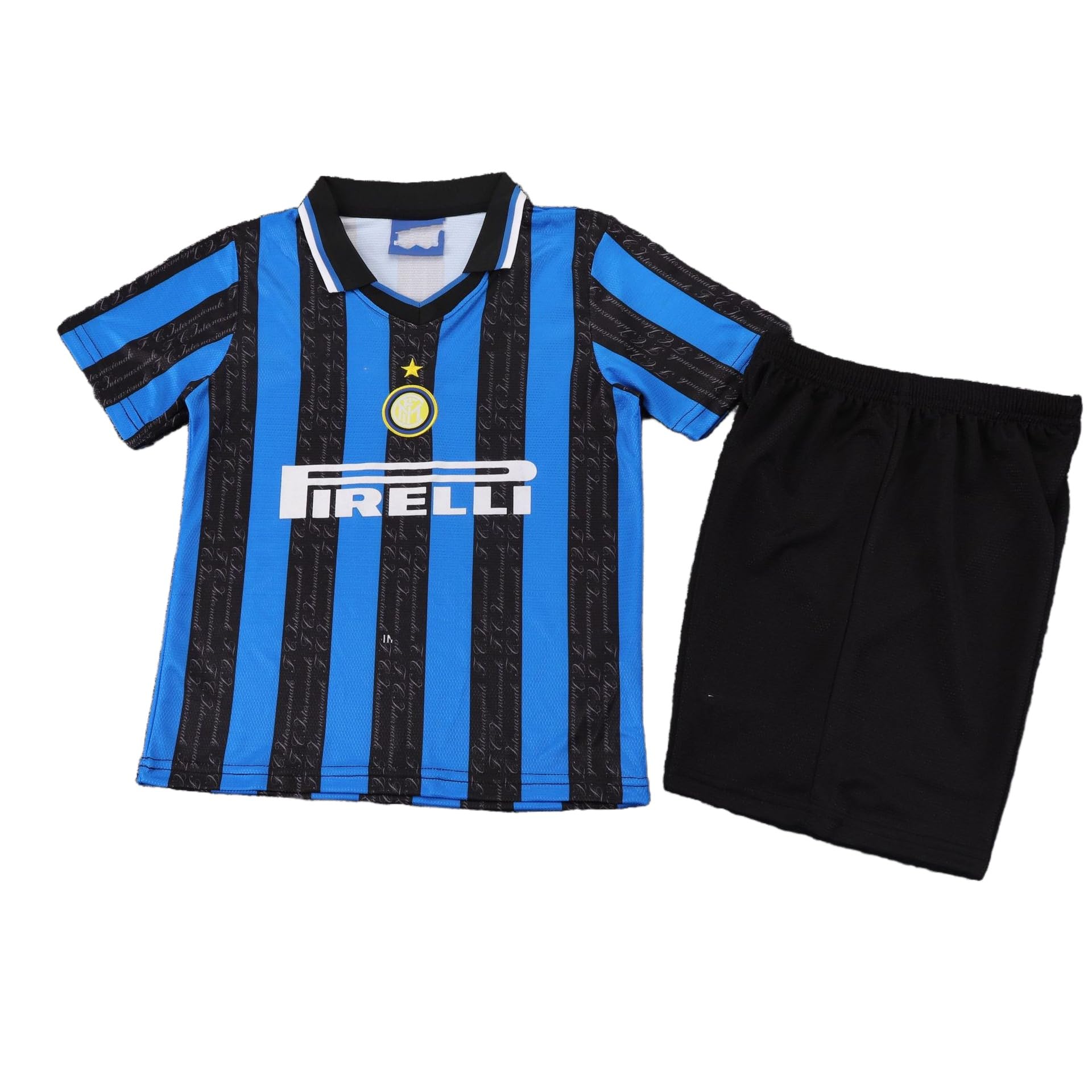 1997-1998 Inter Milan Home Kids Retro Football Jerseys & Soccer Kit Set | Customizable Youth Training Uniforms with Personalized Name/Number Printing(UAE & Saudi Arabia) L A