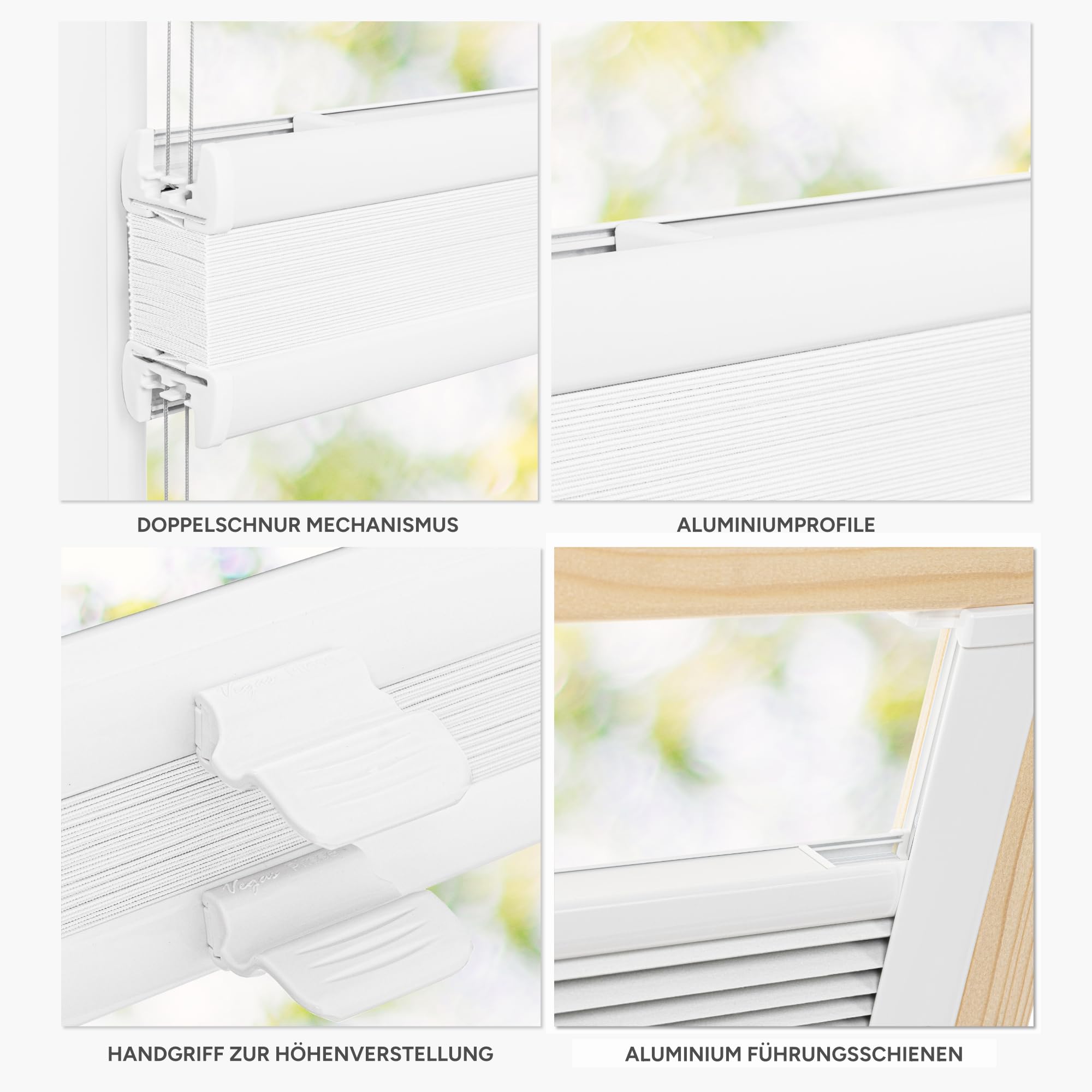 Estika Store plissé pour fenêtre de Toit avec perçage pour fenêtres Velux - Modèle: SK06 - Couleur du Tissu: Blanc - Store intérieur plissé pour Les fenêtres de Toit