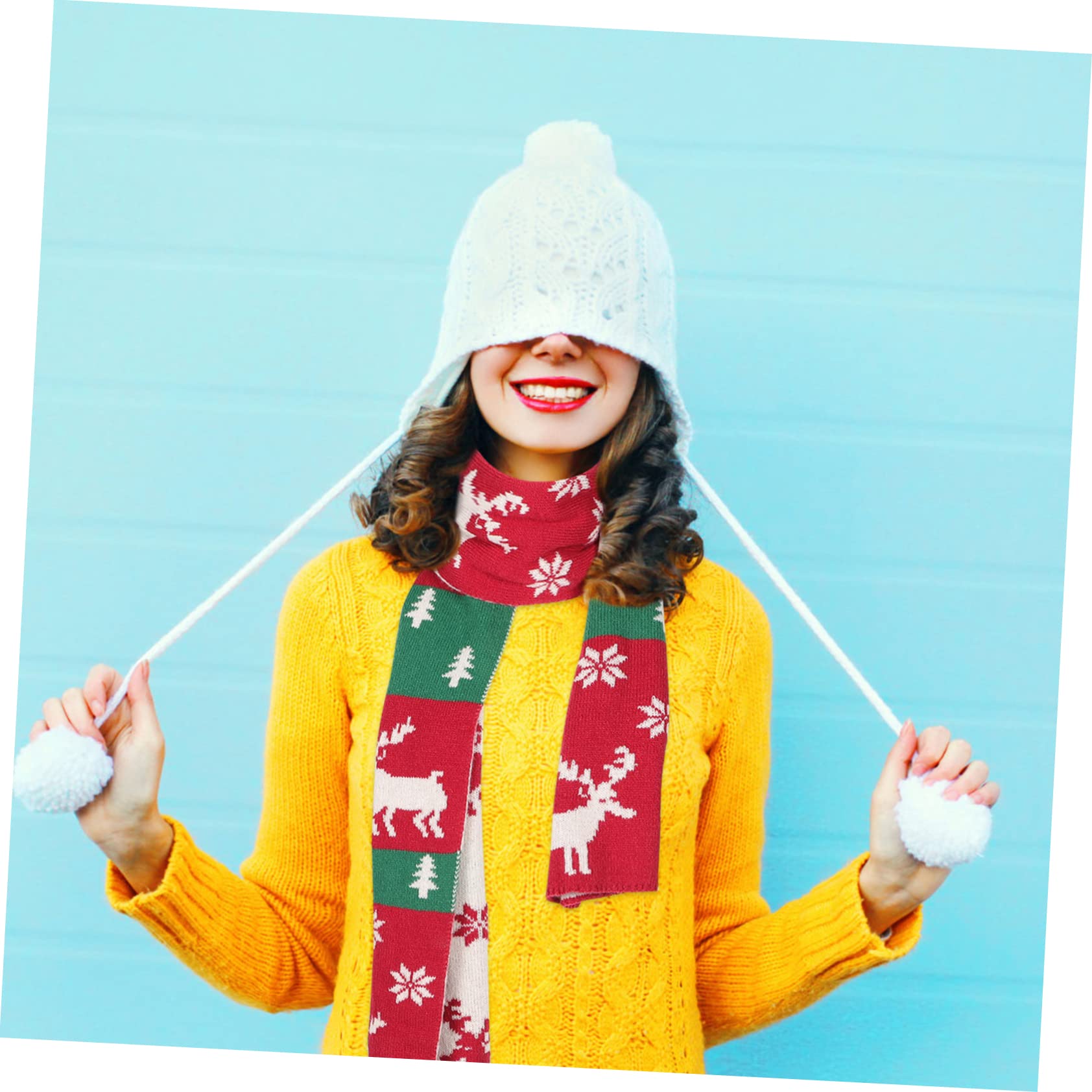 SOIMISS 2pièces Écharpe Tricotée Hiver Avec Motif Renne Écharpe De Rouge Accessoire Pour Froid