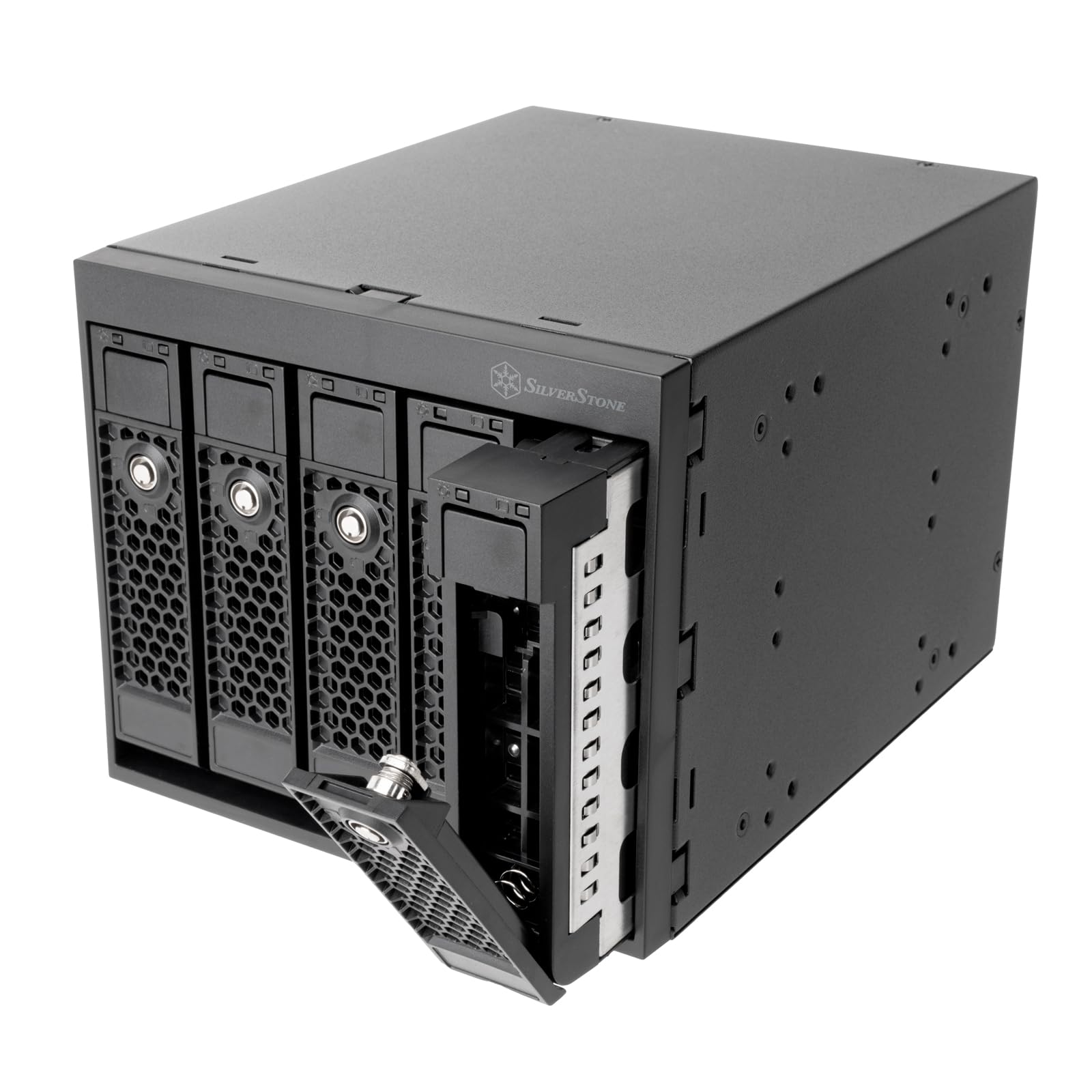 Silverstone SST-FS305B-E - DREI-5,25-Zoll-Geräte-Einschub-auf-fünf-3,5-Zoll-SAS-12G/SATA-6-Gbit/s-Hot-Swapping-Adapterkäfig, SST-FS305B-E (Schwarz+Schwarz)