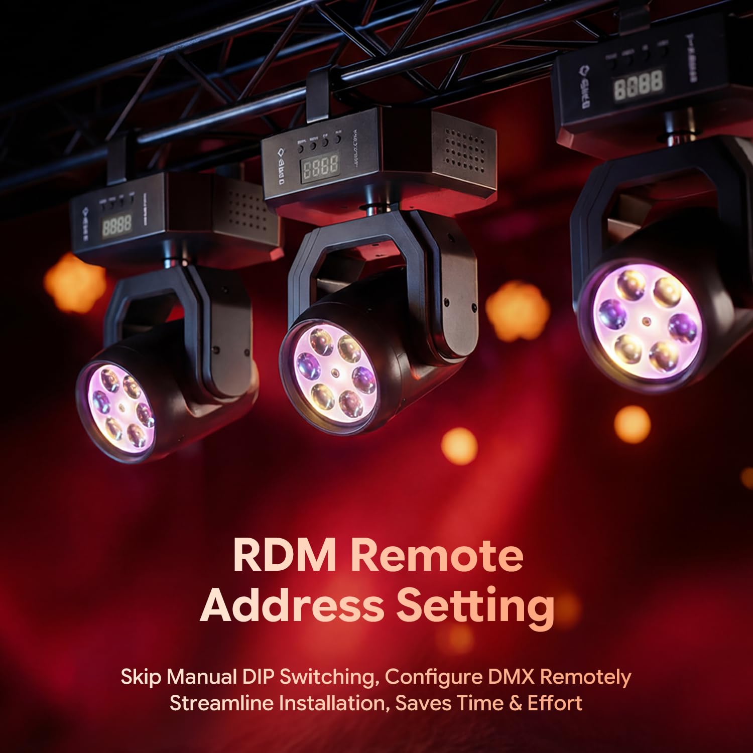 30W Teste Mobili Luci Palcoscenico,Faretto LED RGBW Beam Moving Head con Telecomando,DMX512,Luce Discoteca Stroboscopio Palco Luce di Scena,Luci da Festa per DJ Party Club Bar Matrimonio