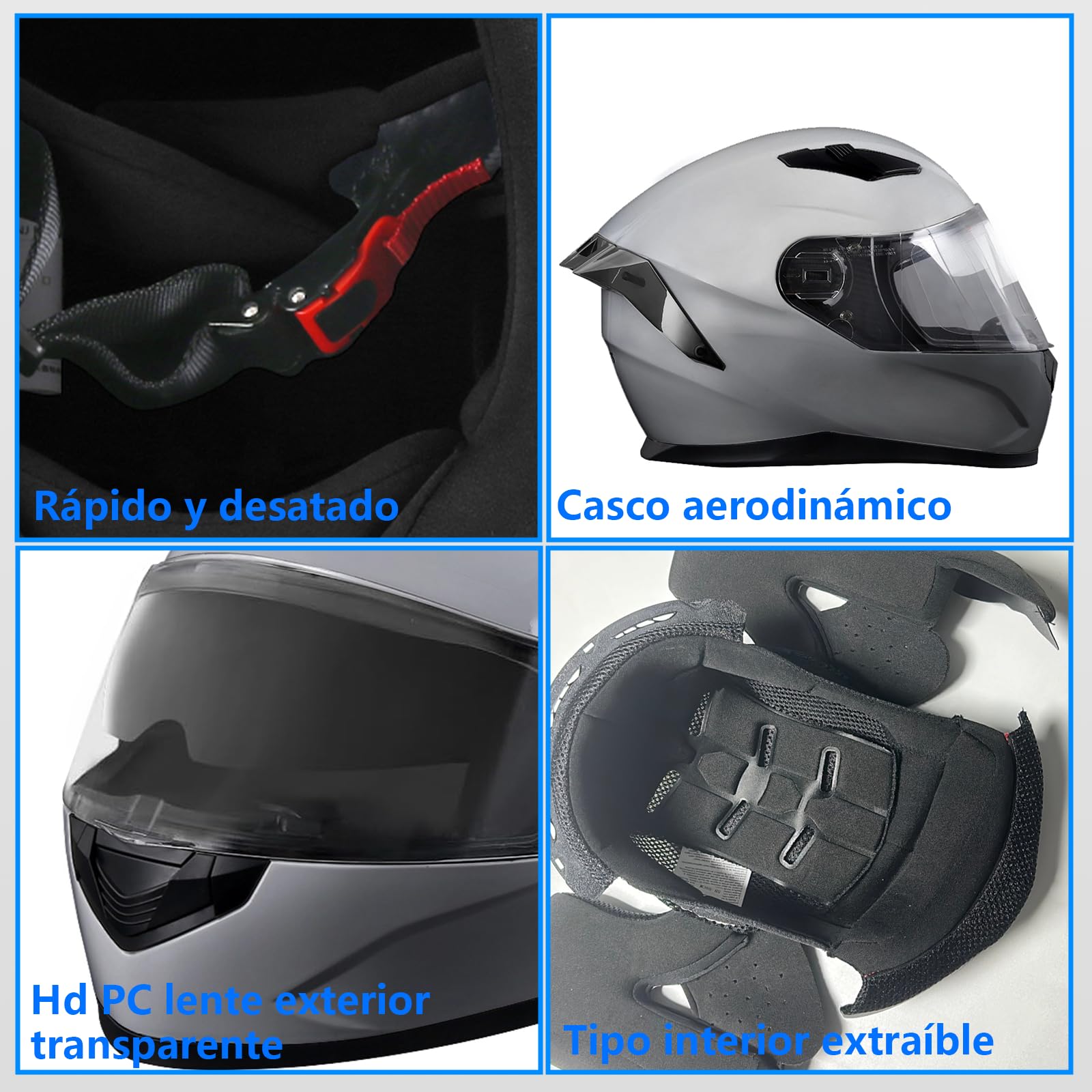 DAWNRISE Casco Integral Moto ECE22.06 Doble Visera ABS Unisex | 4 ventilaciones, forro desmontable y lavable, ciudad y carretera, tallas XS-XXL, ajuste cómodo