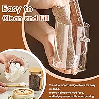 Vista 4 de Recipiente de vidrio para azúcar con cuchara, 1 paquete de tarros de vidrio de 15 onzas con tapa y cuchara de bambú, recipientes de almacenamiento