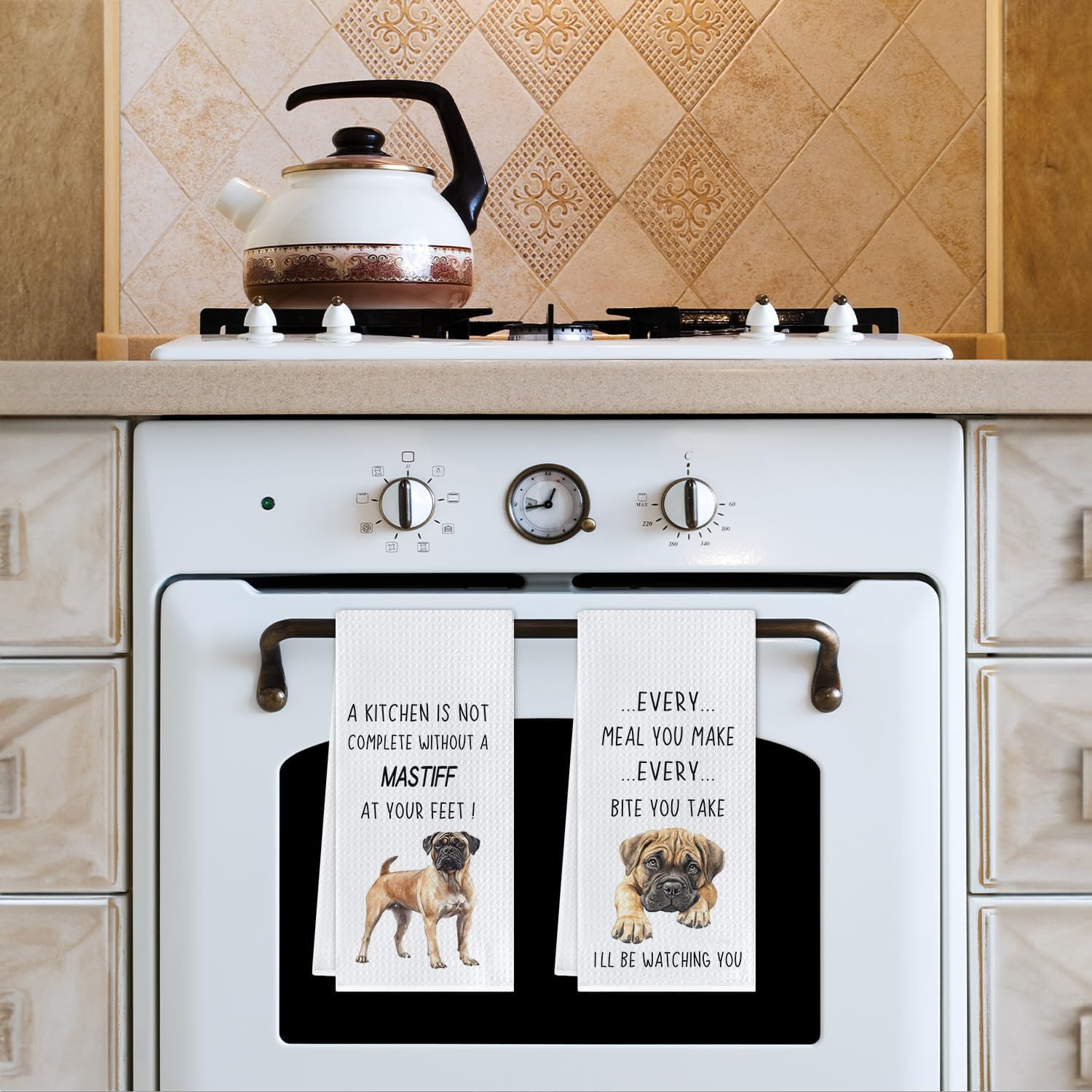 English Mastiff Gifts Kitchen Towels, Dog Lovers Gifts for Women Men Dish Tea Towels, Funny English Mastiff Dog Decorative Hand Towel for Kitchen, 16x24 Inch Set of 2 - Image 5