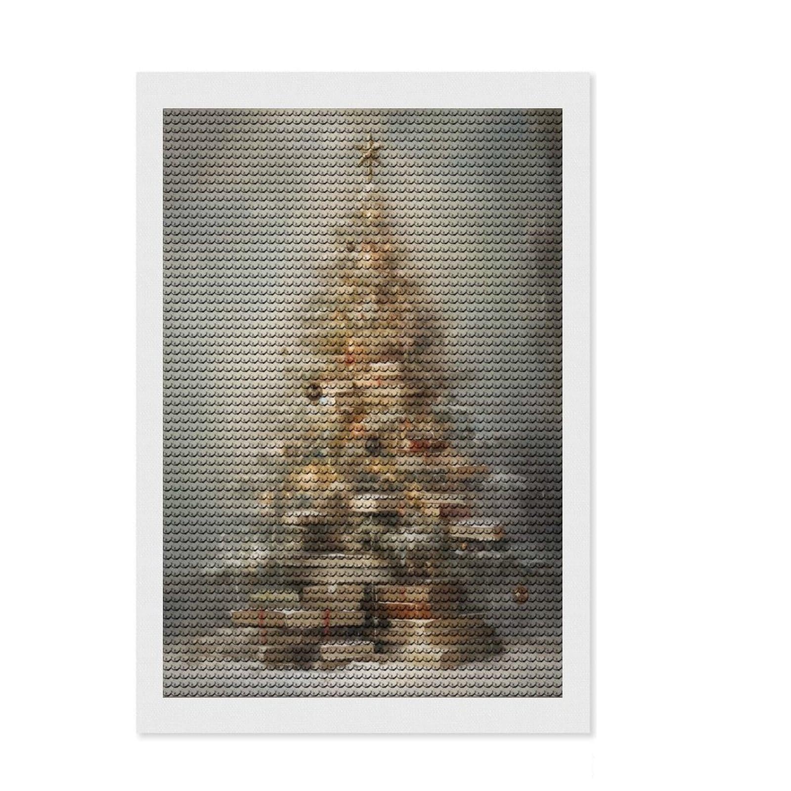 Junmoney Christmas Tree of Books Diamond Painting Canvas Set 8"x12", for Teens, Simple to Start, Farmhouse Decor, Thoughtful Handmade Gift