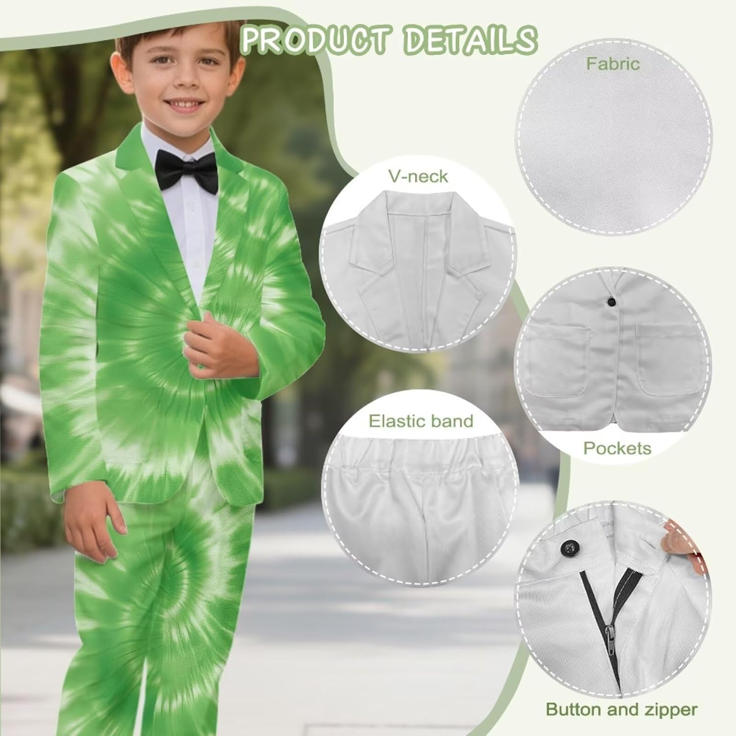 St. Patrick's Day Boys' 2-Piece Suit Set Kids Suit Jacket 6-12 Years