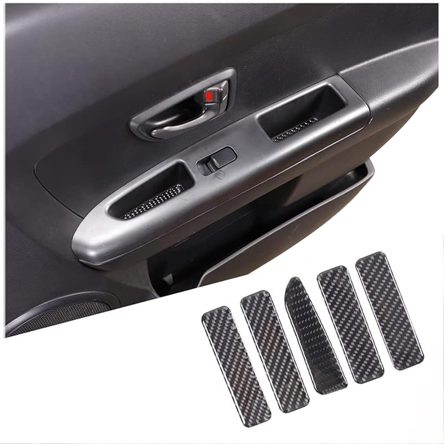 PIUGILH Car Side Door Storage Box Pad Slot Sticker, Soft Carbon Fiber Front Rear Door Storage Box Groove Slot Mat Panel Sticker for Kia Soul 2009-2013 Interior Accessories, 5Pcs (Black)