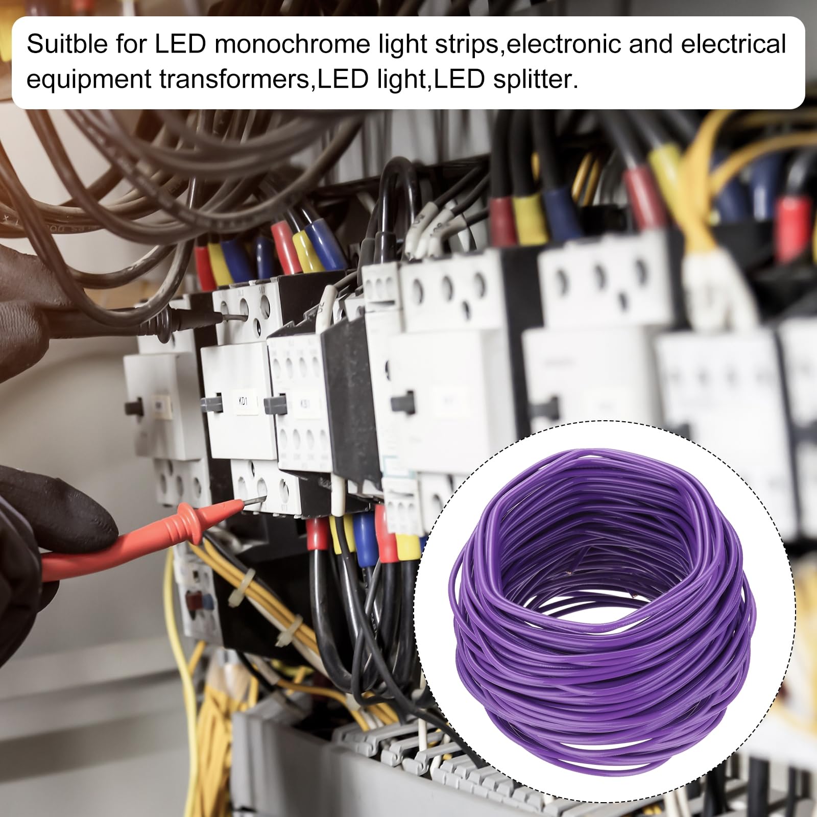 QUARKZMAN 150 Fuß Elektrischer Draht Isoliert Massivkupfer 12AWG Anschlusskabel THHN Draht Wohnbereich Industrie Erdung Elektrisch Bewertet Für 600 Volt UL Gelistet Lila