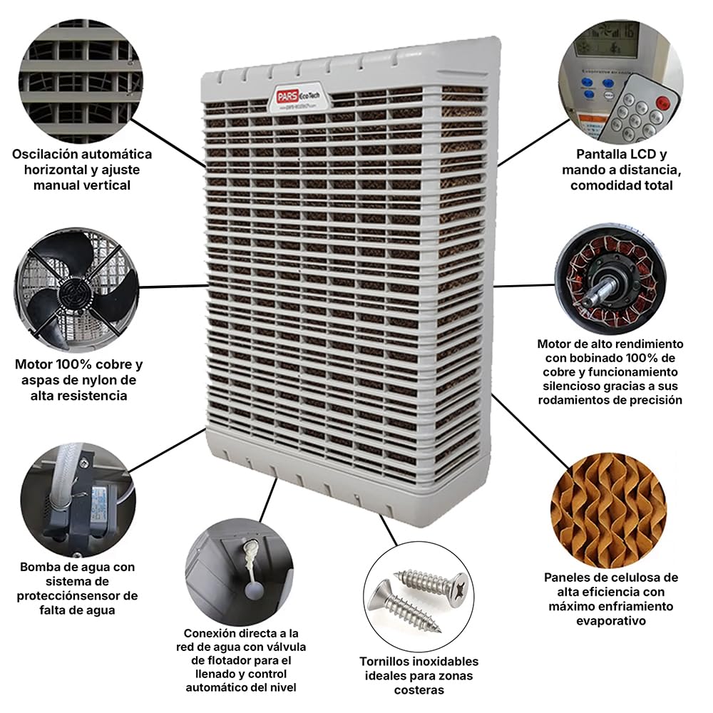 Climatizador evaporativo a pared PARS EcoTech ECOwall-6000 con caudal de 6.000m3/h REALES
