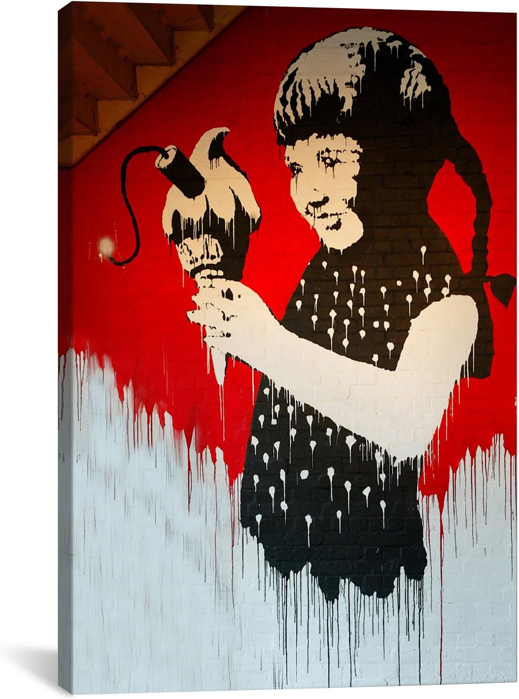 iCanvasART Girl with Dynamite Ice Cream Canvas Art Print by Banksy, 18 by 12-Inch