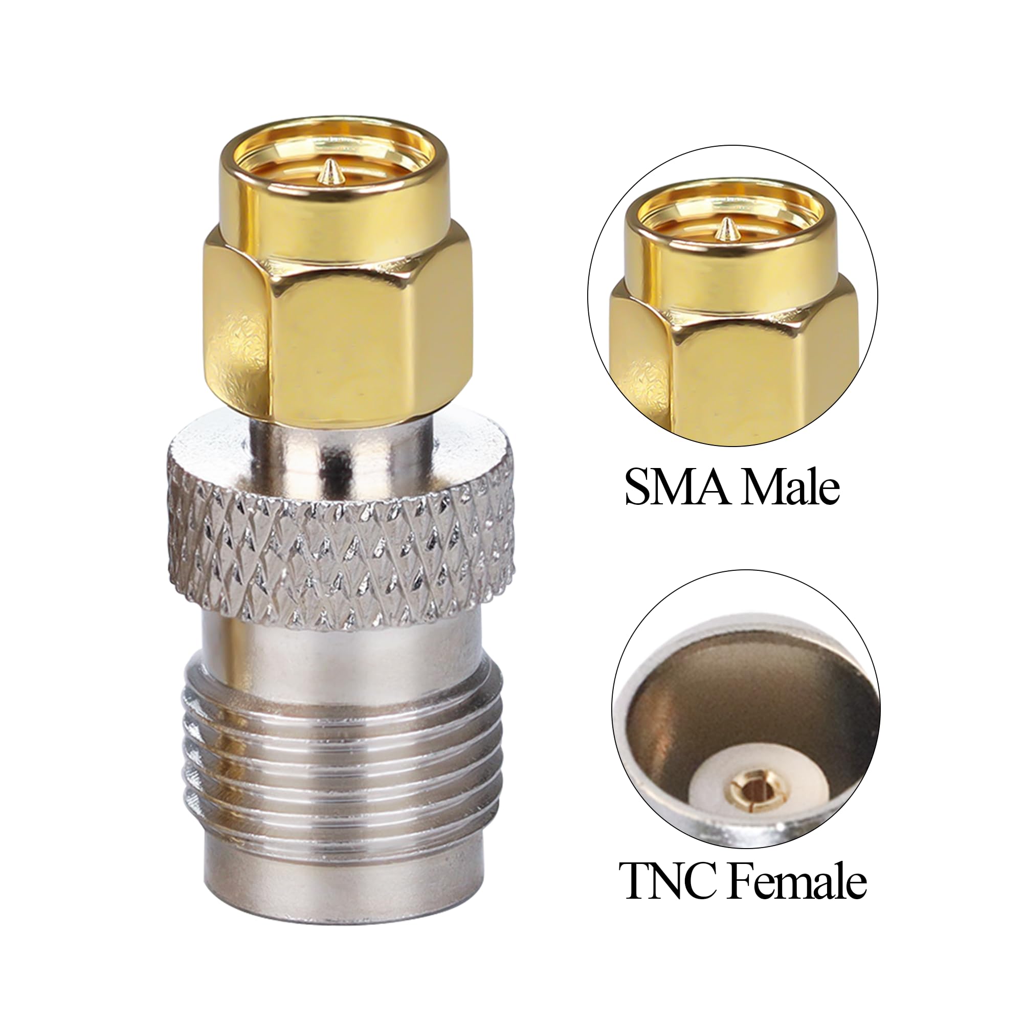 Adaptador SMA a TNC, Conector Coaxial SMA Macho a TNC Hembra 2 Piezas