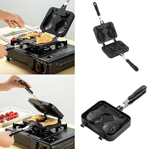 Miniatura 2 de Moldes japoneses para hacer waffles Taiyaki, moldes de aluminio antiadherentes para tartas en forma de pescado para hornear en el hogar molde de