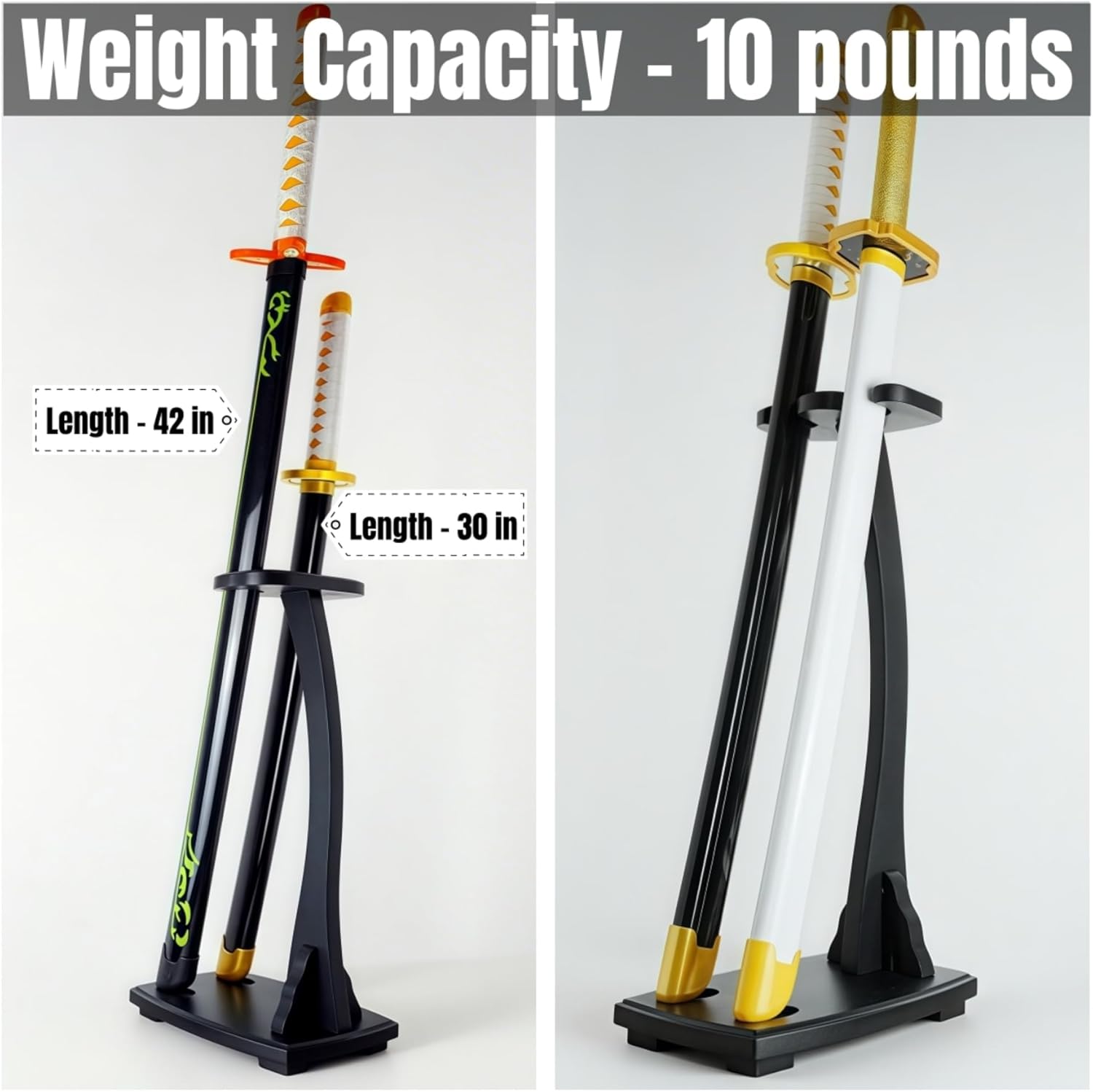 2-Slot Sword Stand Vertical Samurai Sword Katana Tanto Holder Stick Weapon Display Stand Swan Shape