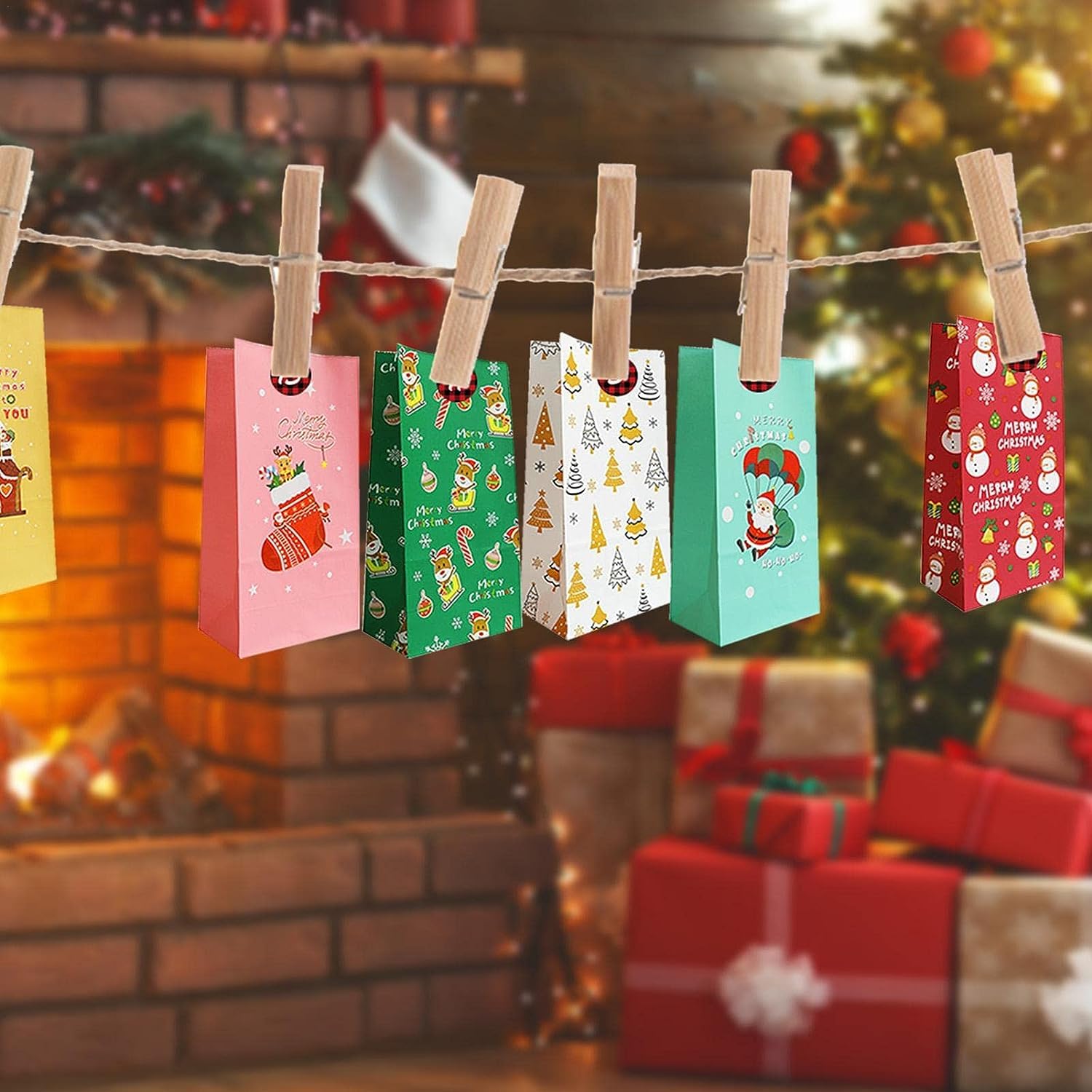 Amazon | クリスマス グッズ バッグ紙 | アドベントカレンダー紙袋