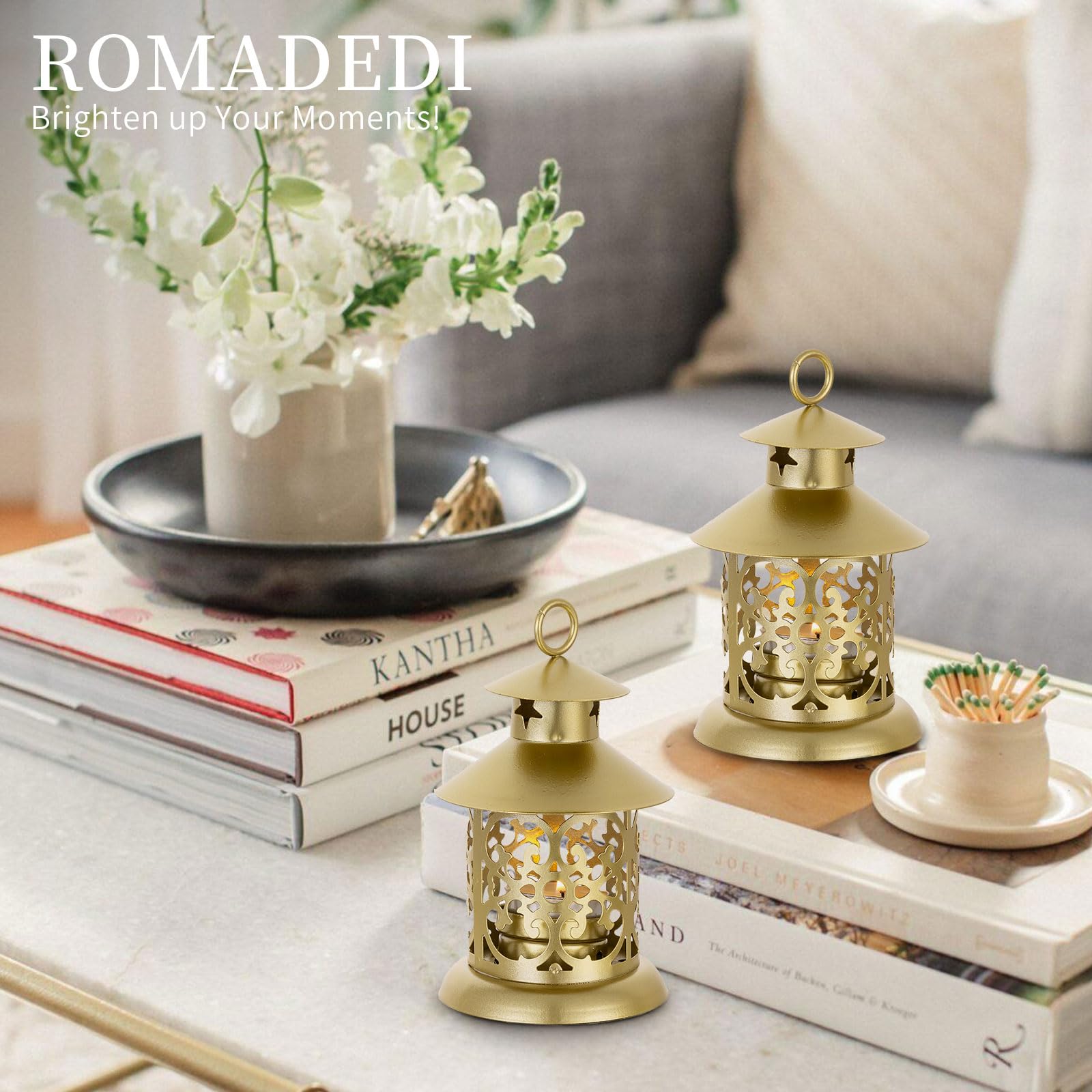 Gold Tealight Candle Holders Decorative Lantern Romadedi 6pcs Vintage Mini Hanging Lantern for