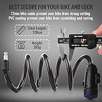 Vista 4 de Candado de bicicleta, [4 pies/3.9 ft] Diyife - Candados de cable para bicicleta con 2 llaves, resistente a la intemperie, cable de seguridad