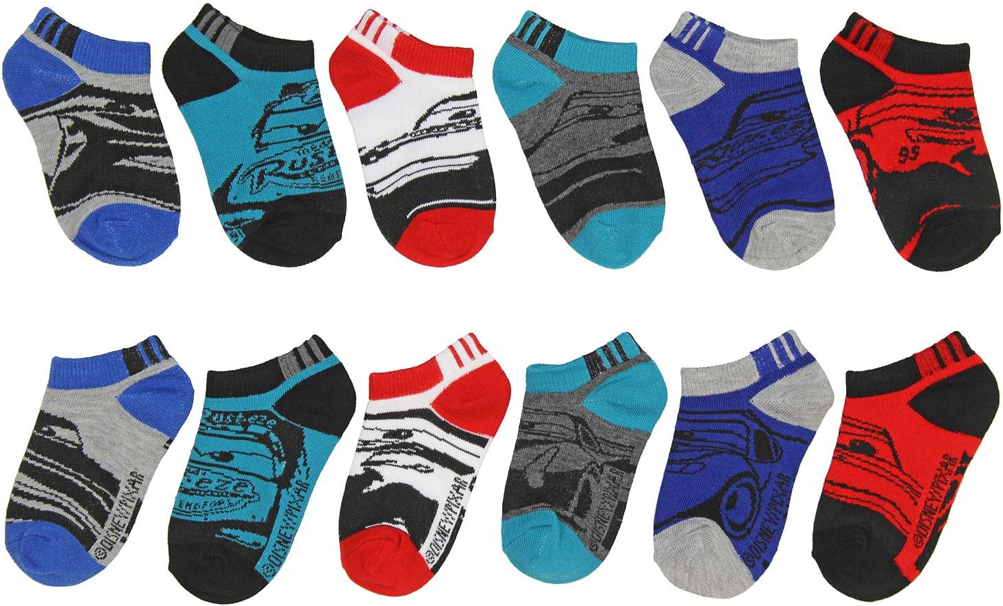 【新品/在庫あり】ディズニー カーズ 3 幼児 男の子 キッズ ライトニング・マックィーン キャラクター くるぶし丈 靴下 6足組 US サイズ: 2 調整可能