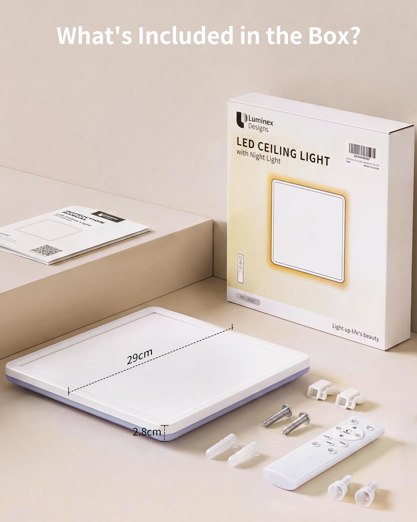 Plafón LED Dimmable mediante Mando – 30W Lámpara Techo RGB, Retroiluminación Variable Color, Estanca para Dormitorio, Salón, Cocina, Baño