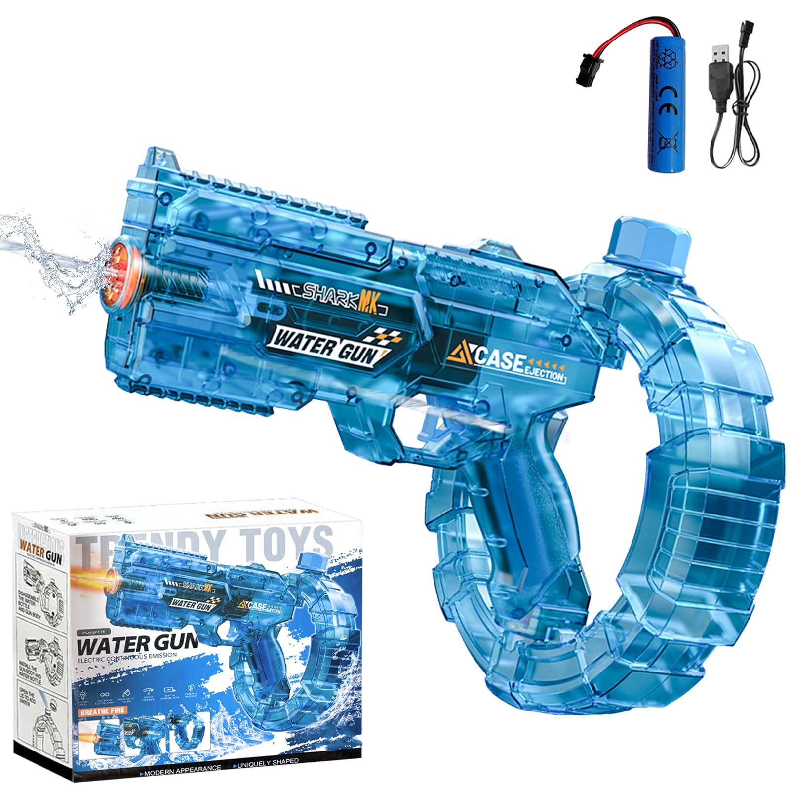 Hyhuiyin Electric Water Gun,Automatic Water Gun Pistols 26FT Long Range Motorized Water Guns with Lighting Effects Rechargeable Water Blaster Large Circular Water Tank for Adults Summer Beach Pool