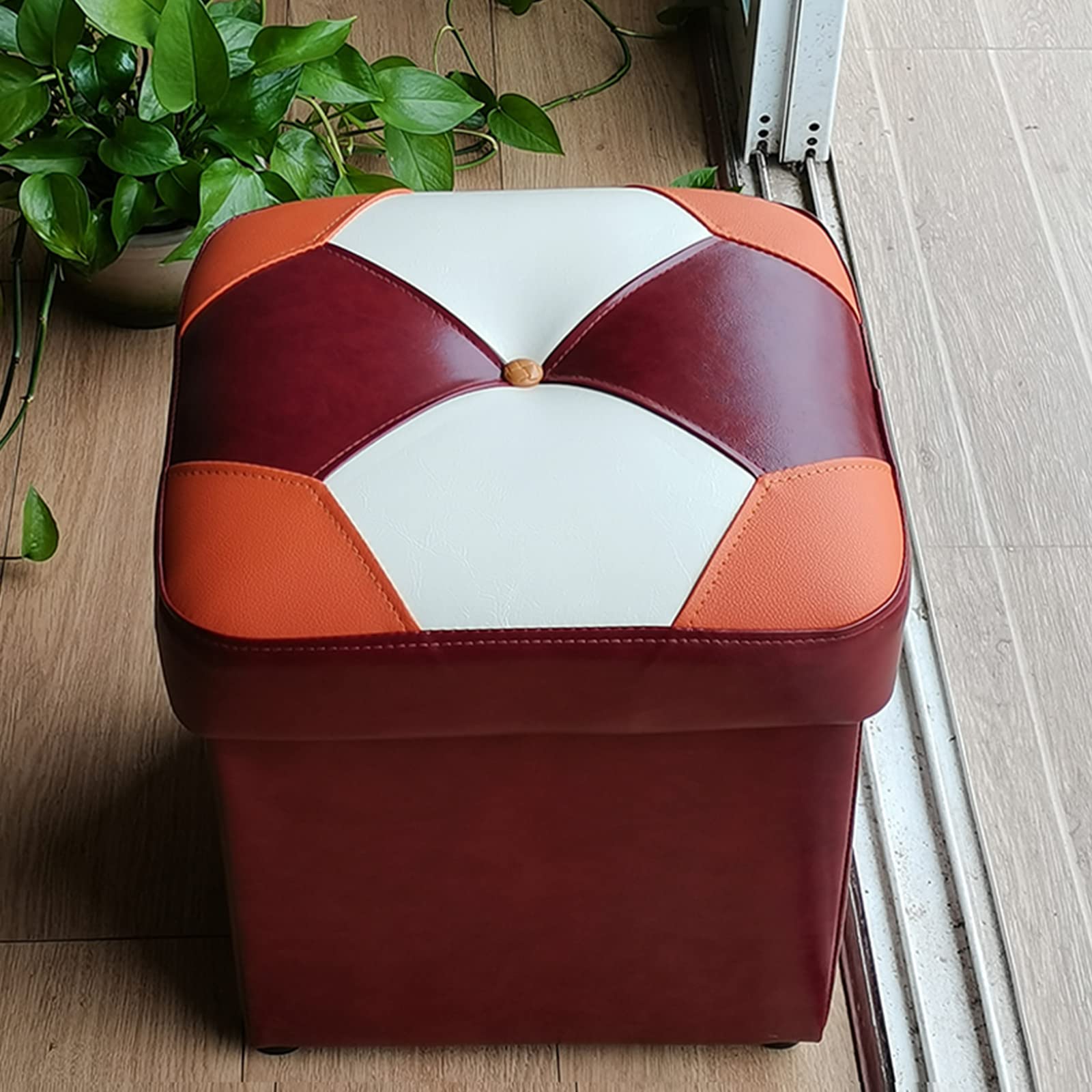 Pouf en similicuir pour petits espaces : coffre de rangement et assise rose