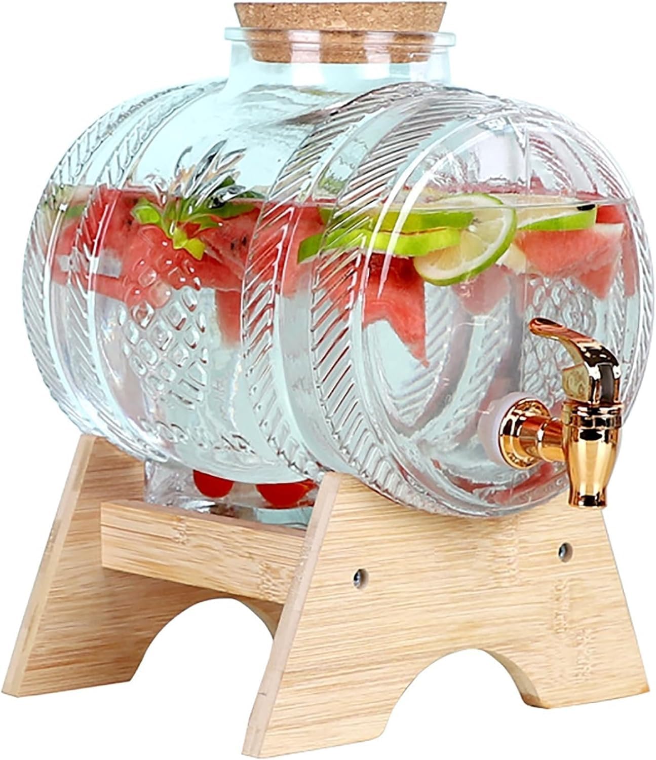 Dispenser di Bevande in Vetro A Prova di Perdite al 100% con Barattoli di Vetro Trasparenti per Rubinetto Tappi in Legno Ideali per L'Ufficio Contenitore per Dispenser di Succo di Succo D', 5l