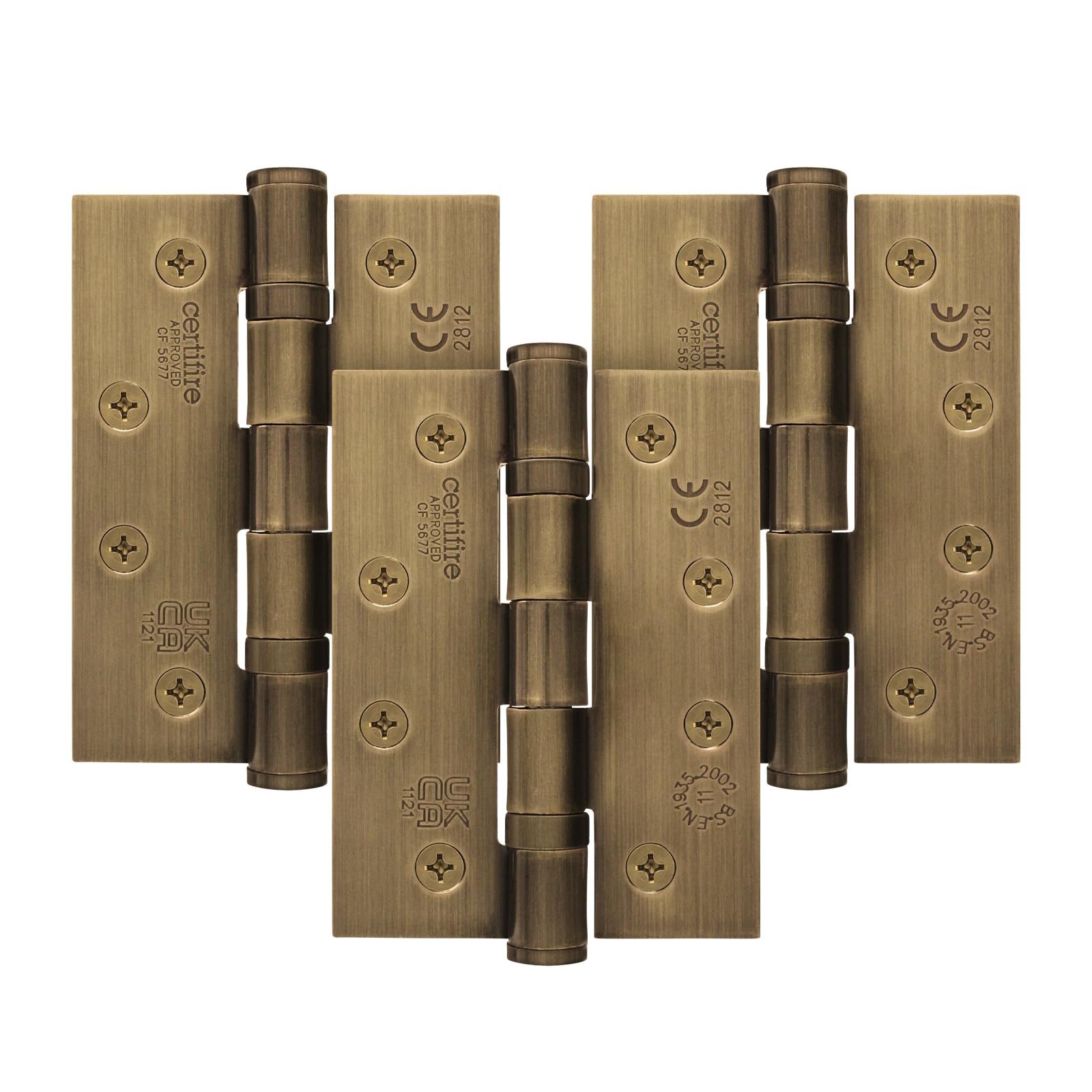 EAI Bronze Door Hinges | 4 Inch / 102mm Florentine Bronze Internal Fire Door Hinges | 1.5 Pairs