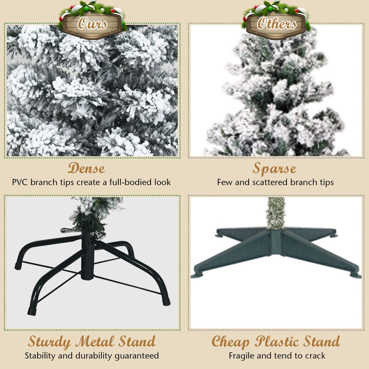 LIFEZEAL Árbol de Navidad Artificial, Abeto Artificial Nevado Iluminado, Árbol de Navidad Nevado Fino con 150/250/350 Luz LED y 242/500/641 Ramas, Base de Metal Plegable (140cm)