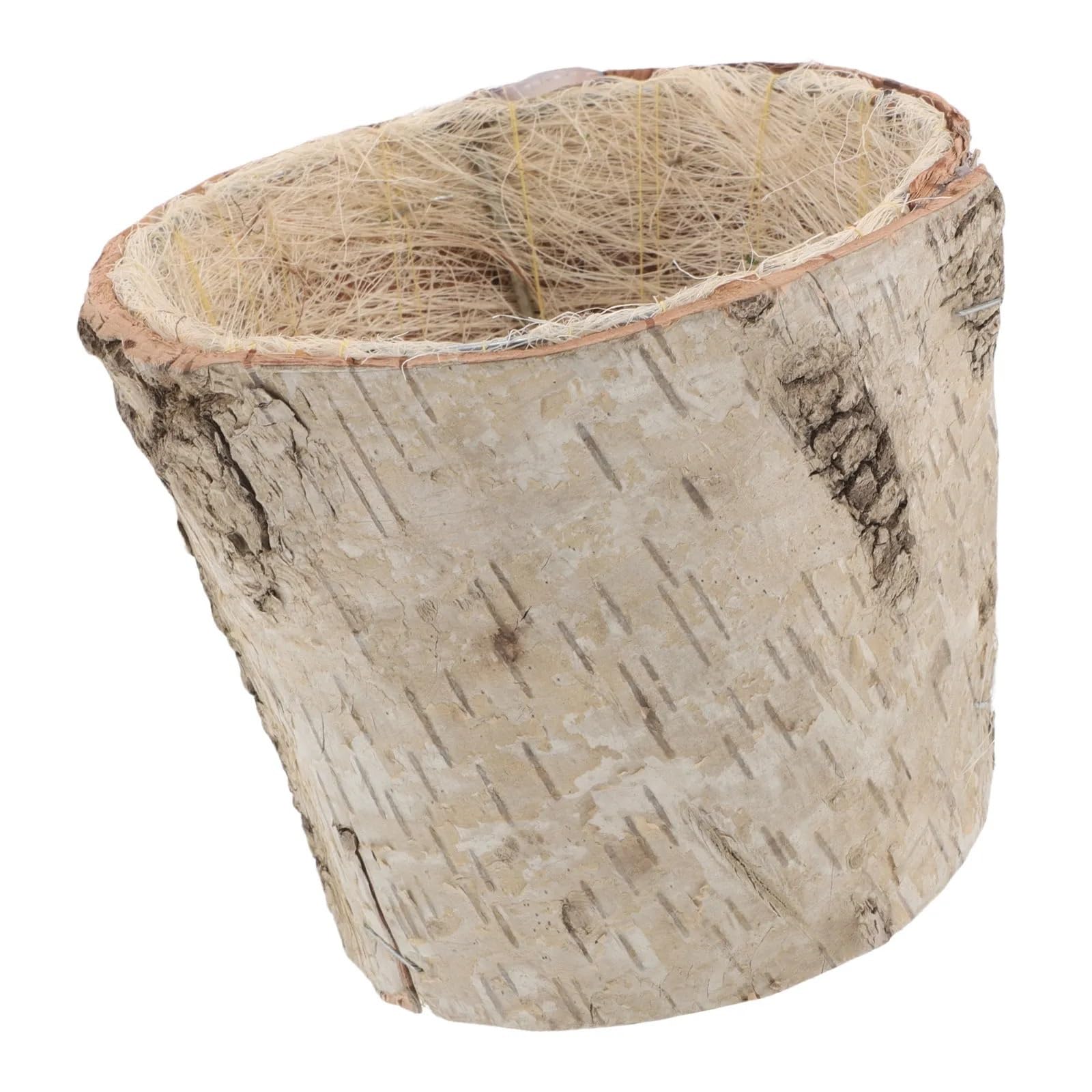 QuxetlRyz Wooden Tree Stump Decor Birch Bark Flower Pot Rustic Wood Planter for Succulent Cactus Vintage Decorative Arrangement Home Garden
