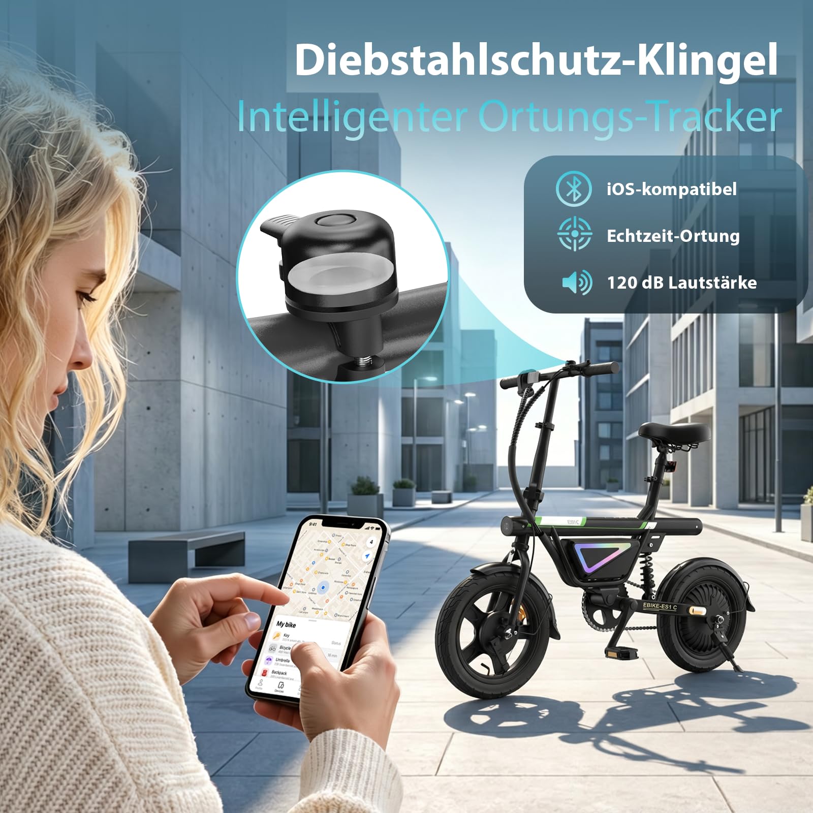 Finbike E-Bike Klapprad 14 Zoll, Pedelec Elektrofahrrad für Herren & Damen, 36V 12Ah Akku, 50KM Reichweite, 250W Motor, APP-Steuerung, Faltbares City Bike mit LED-Licht, Leicht & Kompakt für Pendler