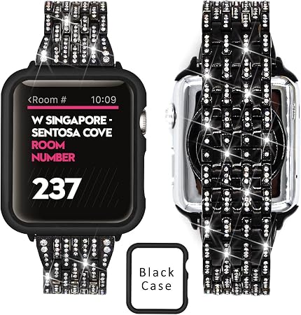 Ezzdo - Correa de diamante falso para Apple Watch, correas de repuesto de  acero inoxidable,con estrás. Tienen caja para Apple Watch 38 mm 42 mm,  series 1/2/3 : Amazon.es: Electrónica