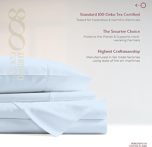 Miniatura 8 de Sábana bajera de 1 pieza suave, de tejido de satén 100% de algodón egipcio de 800 hilos, con bolsillo profundo de hasta 18 pulgadas, tamaño king,