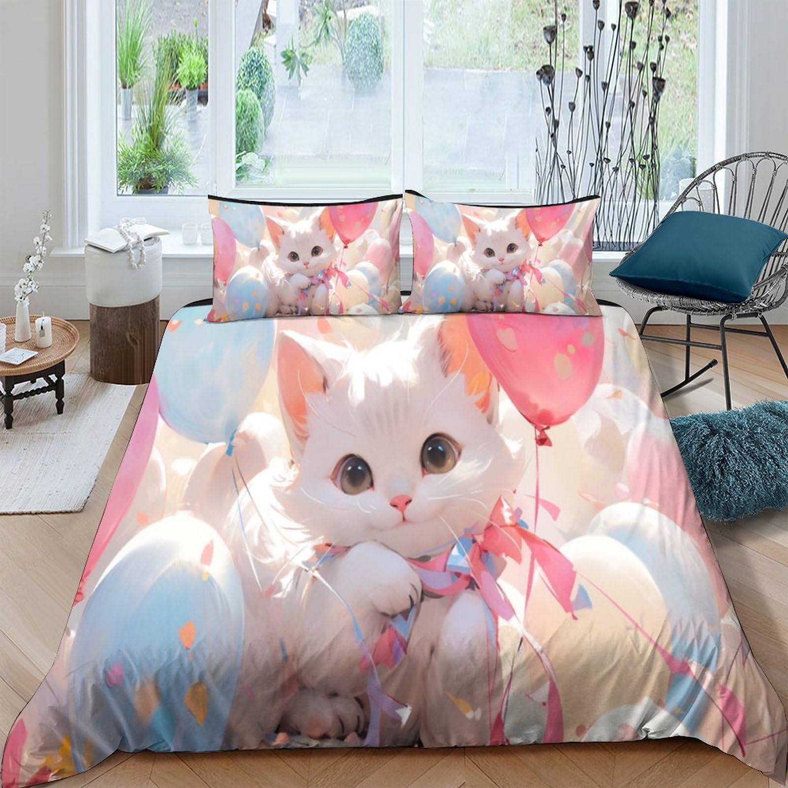 Housse de couette chatons 3 pièces 220x240cm, le cadeau idéal pour fille et enfant
