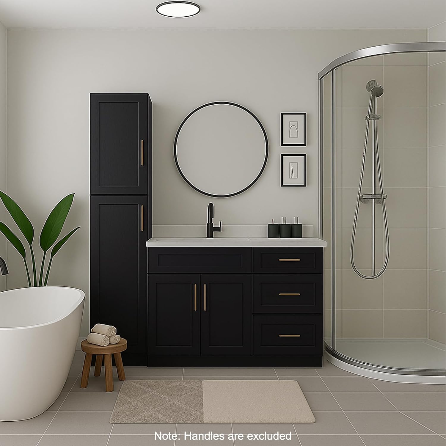 Bathroom Vanity with Drawer, Bathroom Storage Base Cabinet 21", 3 Soft Close Undermount Drawers, Shaker, RTA, Unassemble, Paint (Shaker Graphite, 21" D X 34.5" H X 21" W)