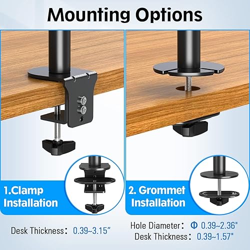 Miniatura 4 de MOUNTUP MU3004 - Soporte para monitor doble, soporte vertical para 2 monitores de pantalla apilados de 32 pulgadas máximo, altura ajustable,