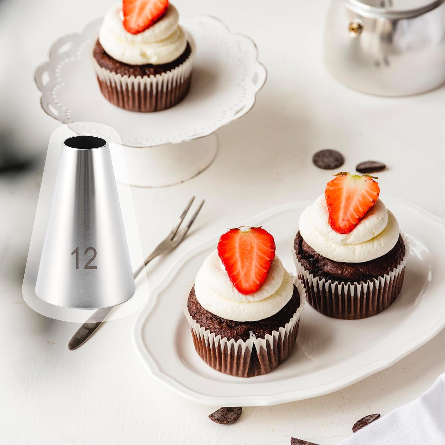 3 Pcs Round Piping Tip, #12 Stainless Steel Reusable Icing Nozzles