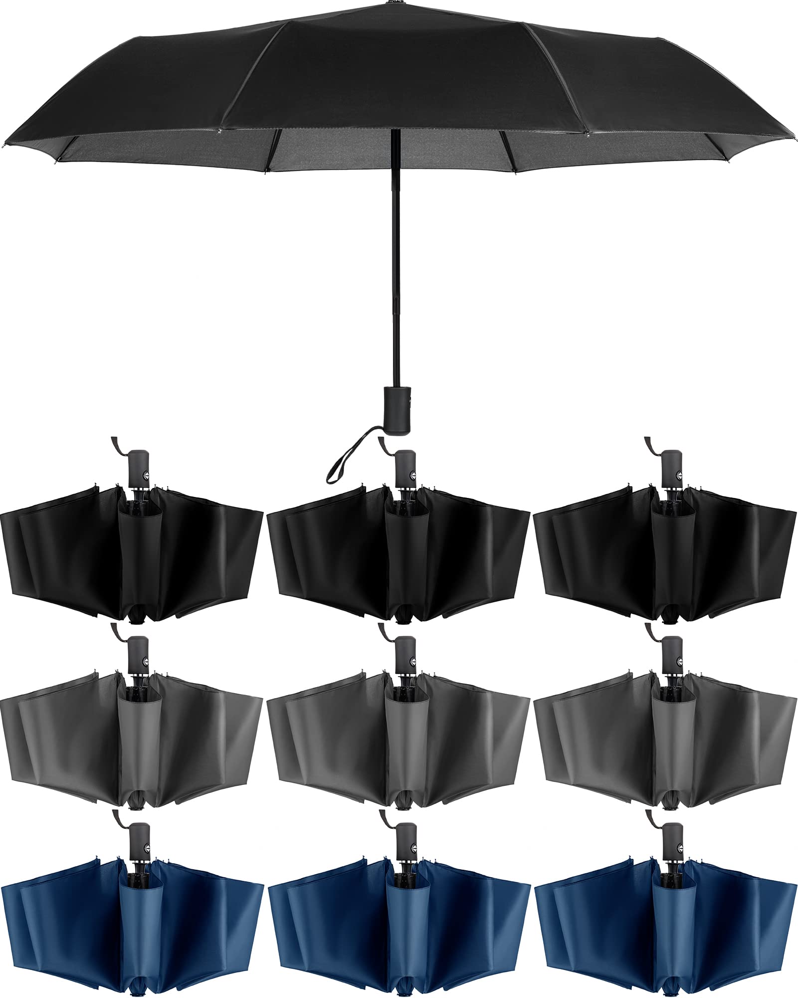 Wesiti 10 Pack Rain Umbrellas Bulk Automatic Open Close Collapsible Umbrella for Men Women