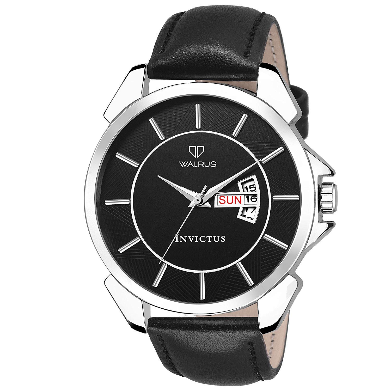 Walrus Black Dial Analog Day Date Function Watch - Black Leather Strap, Mens Stylish Timepiece, Professional & Casual Use- Old Money Style Mens Wrist Watch for Gift, 42mm Case (B07G28SSD2) Amazon Price History, Amazon Price Tracker