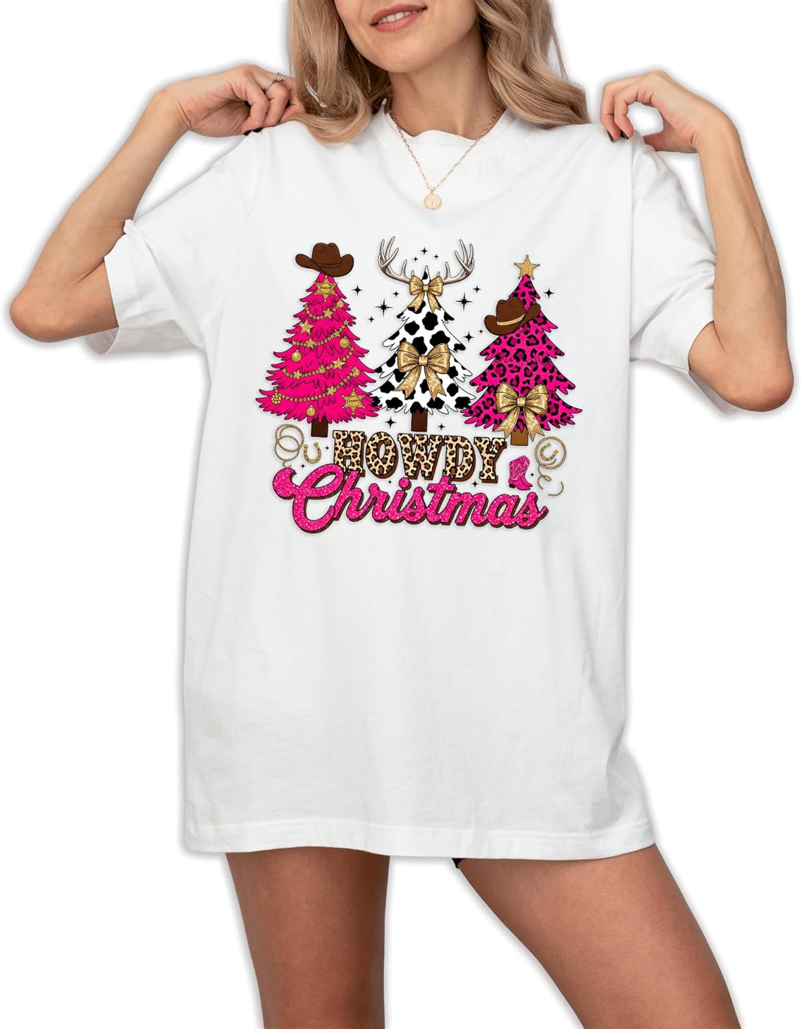 Women's Christmas Tree T-Shirt, Merry Christmas Tee, Holiday Top, Christmas Shirt, Country Christmas T-Shirt, Western Xmas Tree Tee, Leopard Xmas Tree Shirt - Image 2