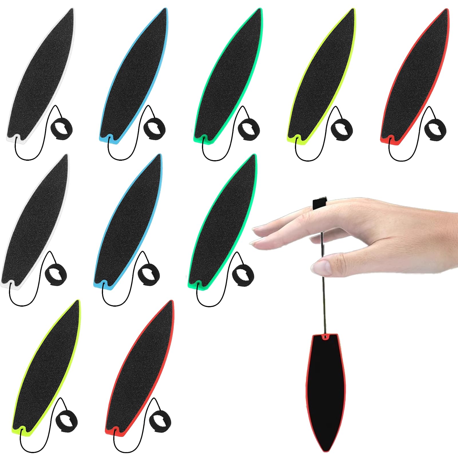 10 Pcs Finger Surfboard,Mini Surfboard,Surfing Toy for Car Ride,Tech Deck,Electric Surfboard for Adult,Finger Surfboard for Car Ride for Boys Girls Teens Adult(Red+Blue+Green+Yellow+White)