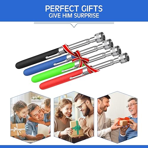 Miniatura 7 de Geiserailie 4 herramientas telescópicas de recogida de imanes extensibles, herramienta de recogida magnética, regalos prácticos para hombres, papá,