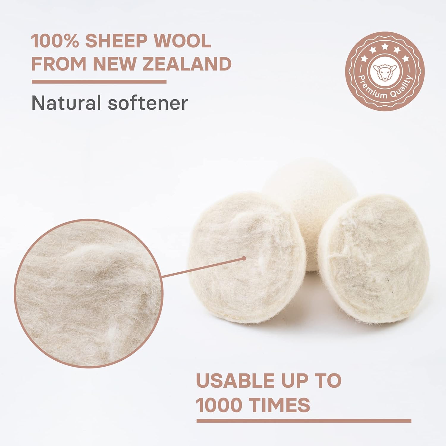 VALNEO 6 Dryer Balls 100 made from natural sheep wool for tumble