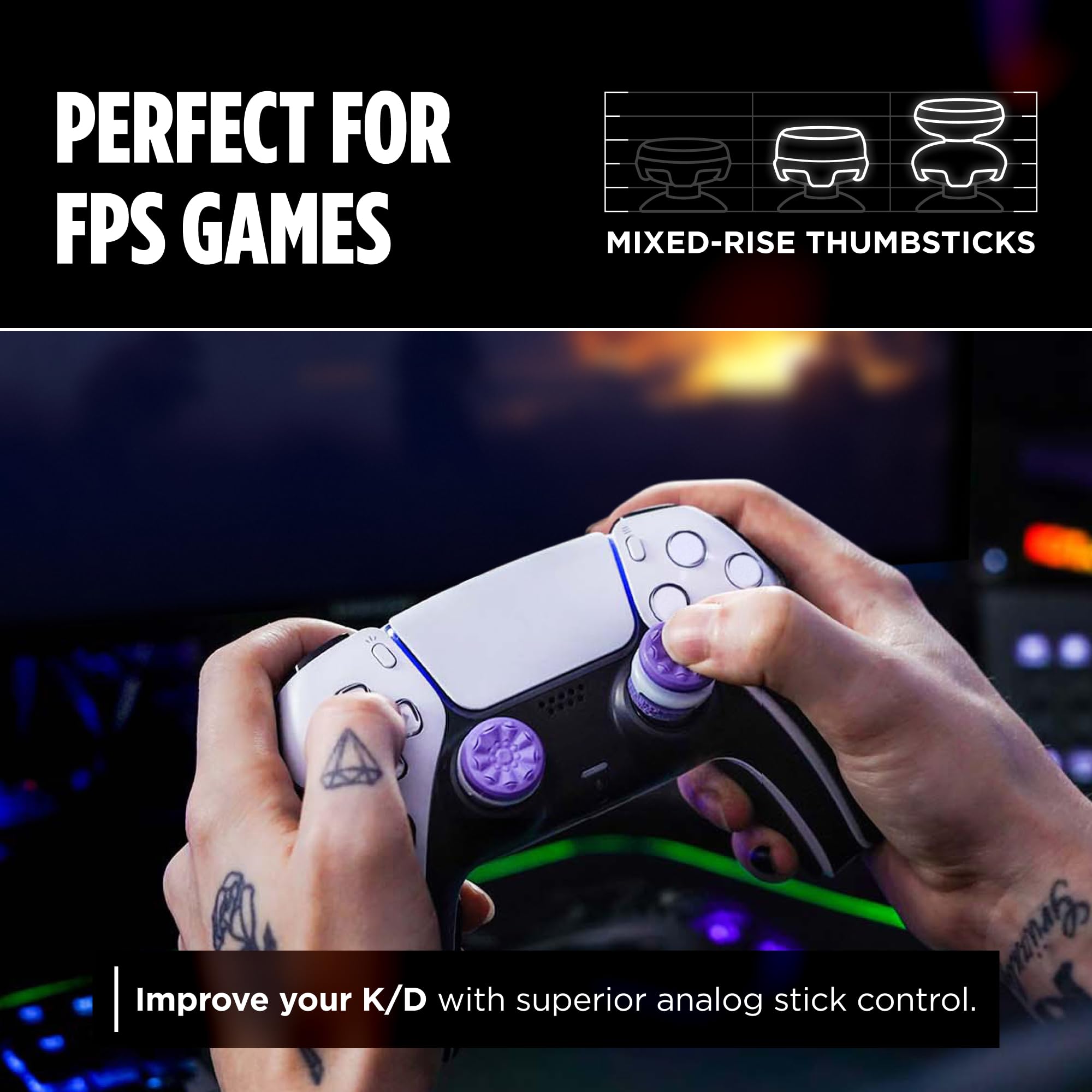 KontrolFreek FPS Freek Galaxy Viola per PlayStation 4 (PS4) e PlayStation 5 (PS5) | Levette Performance | 1 alta, 1 media | Viola