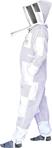 Miniatura 4 de Bee Stars Traje de abeja profesional de 3 capas con velo de esgrima y un par de guantes de apicultura ventilados protectores a prueba de picaduras