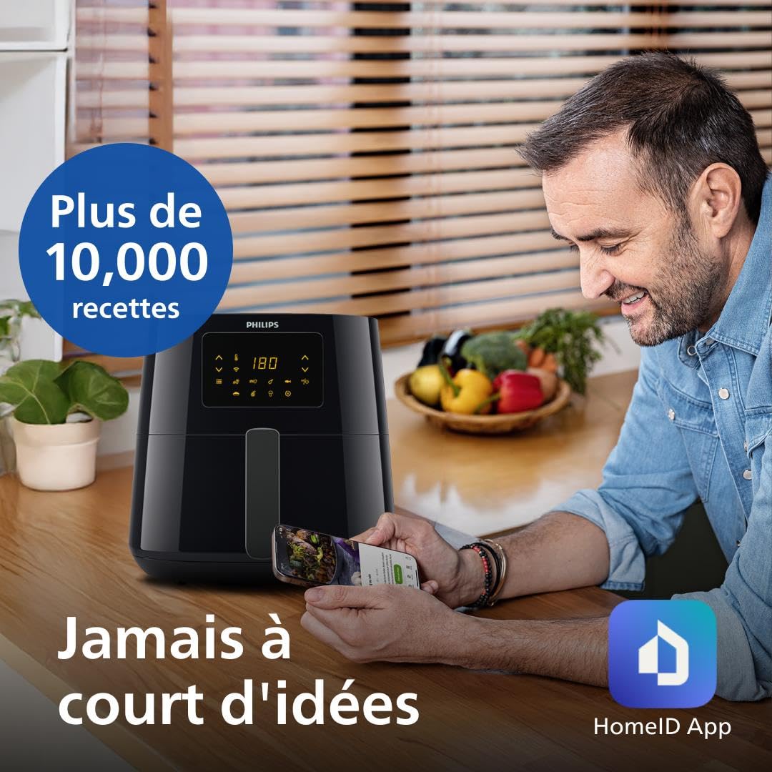 Philips Essential Airfryer XL - 6.2L, Fritteuse ohne Öl, Rapid Air Heißlufttechnologie, Touchscreen, HomeID App mit Rezepten (HD9270/90R1) (Generalüberholt)