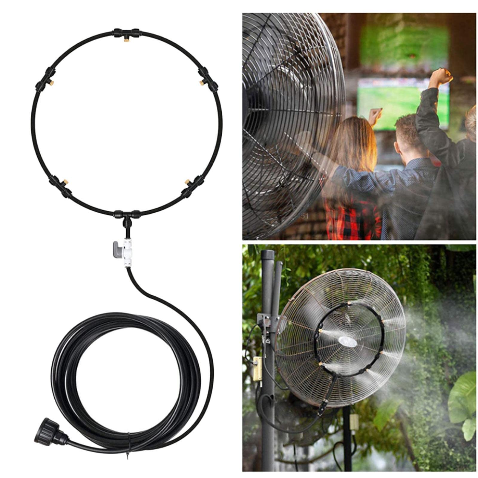 Fan Misting System Kühlungsset Sprühnebeldüsen Anschlussleitung Komplettset aus Robustem Material zur Effizienten Wasservernebelung für