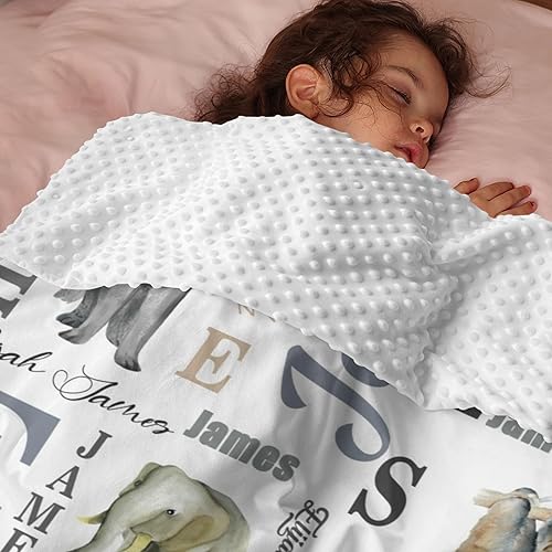 Miniatura 3 de Manta personalizada de Woodland para bebé, manta personalizada de doble capa de felpa de Minky con respaldo punteado, mantas para bebé recién