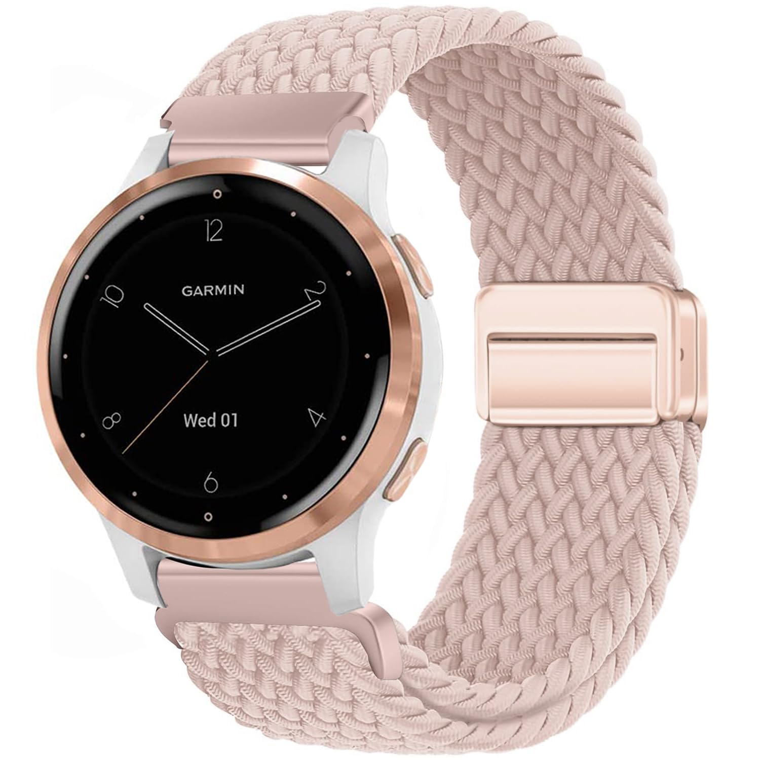 VELULYX Nylon Braided band Compatible with Garmin Venu 2S/Venu 3S/Vivomove 3S/Vivoactive 4S, 18MM Elastic Magnetic Buckle Band for Fossil Ladies Gen 6/Gen 5E/Fossil Ladies Q Venture HR Gen 4/Gen 3